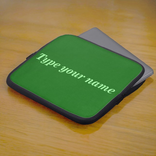 Funda Para Portátil Your Name on Green Laptop Sleeve (Green laptop sleeve with your name)