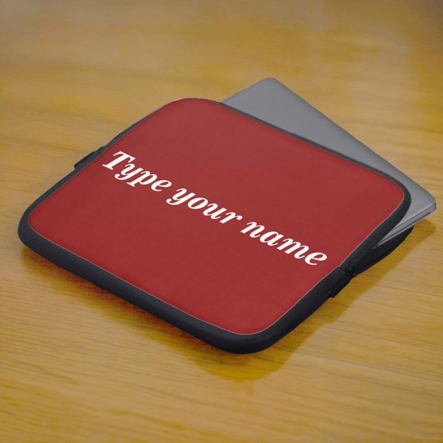 Funda Para Portátil Your Name on Red Laptop Sleeve (Red laptop sleeve with your name)