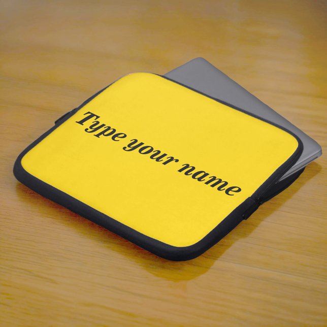 Funda Para Portátil Your Name on Yellow Laptop Sleeve (Yellow laptop sleeve with your name)