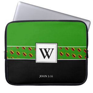 Funda Para Portátil ZAMBIA Monograma Biblia Cristiana GREEN Laptop