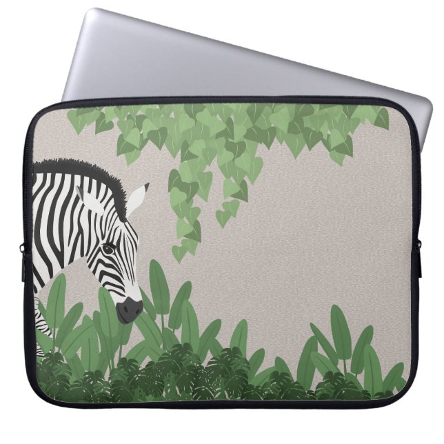 Funda Para Portátil Zebra amongst Leaves (Frente)