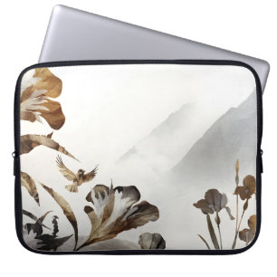 Funda Para Portátil Zen Montañas Nebulosas Pájaros Naturaleza Minimali