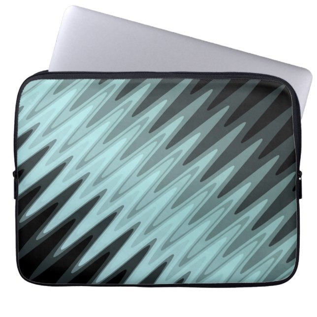Funda Para Portátil Zig Zag Black Verde azulada Grey Pattern (Frente)