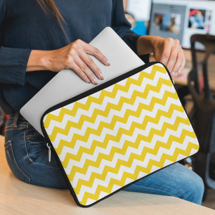 Funda Para Portátil Zigzag amarillo, chevron amarillo, patrón geométri