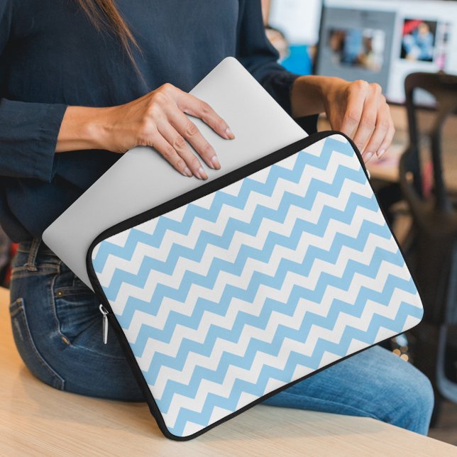 Funda Para Portátil Zigzag Azul, Chevron Azul, Patrón Geométrico (Subido por el creador)