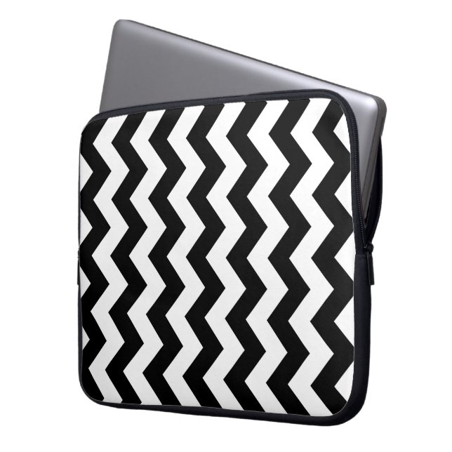 Funda Para Portátil Zigzag blanco y negro (Anverso izquierdo)