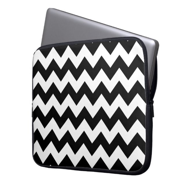 Funda Para Portátil Zigzag blanco y negro (Anverso izquierdo)