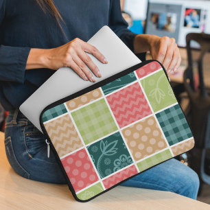 Funda Para Portátil Zigzag, Chevron, Gingham, Puertos Polka, Patchwork