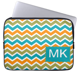 Funda Para Portátil Zigzag tribal vibrante del pavo real