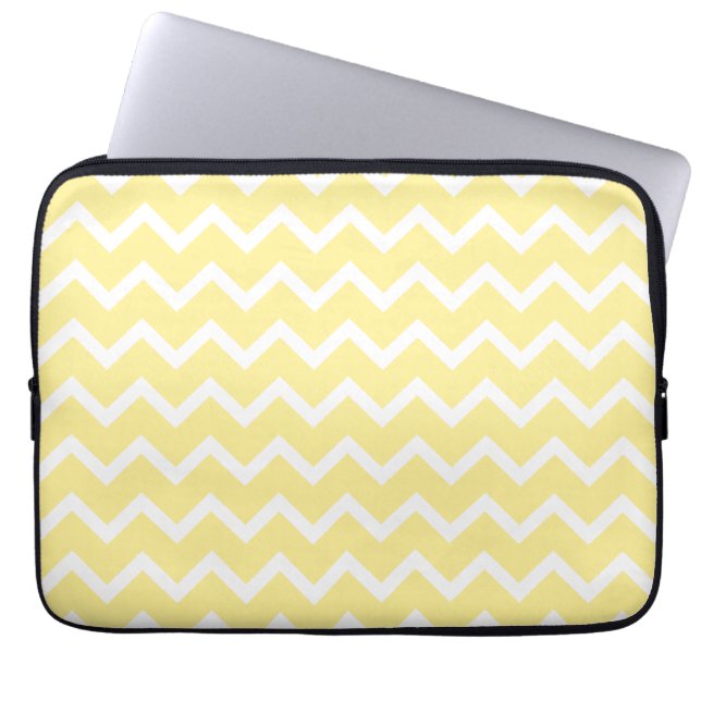 Funda Para Portátil Zigzags amarillos claros y blancos (Frente)