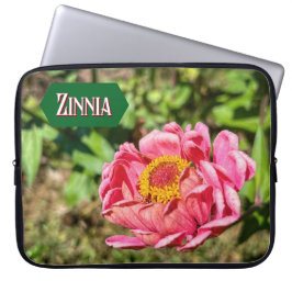 Funda Para Portátil Zinnia Rosa Con Centro Amarillo