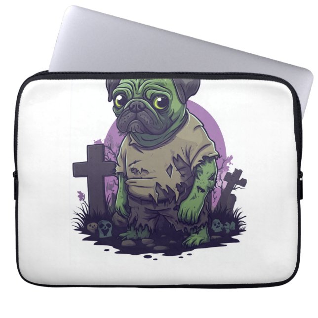 Funda Para Portátil Zombie Pug � Undead Funny Halloween Dog (Frente)