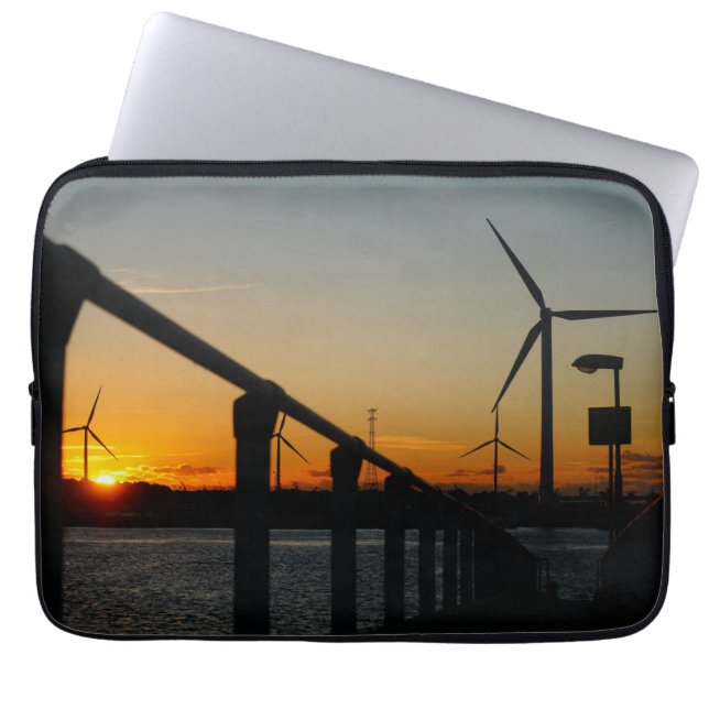 Funda Para Portátil Zonsondergang met windmolen, Rustgevend relaxt. (Frente)