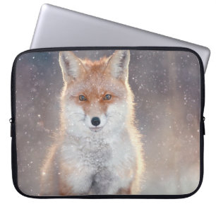 Funda Para Portátil zorro rojo, bosque de invierno, ilustracion pintor