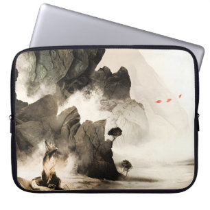 Funda Para Portátil Zorros místicos de primavera, montaña minimalista