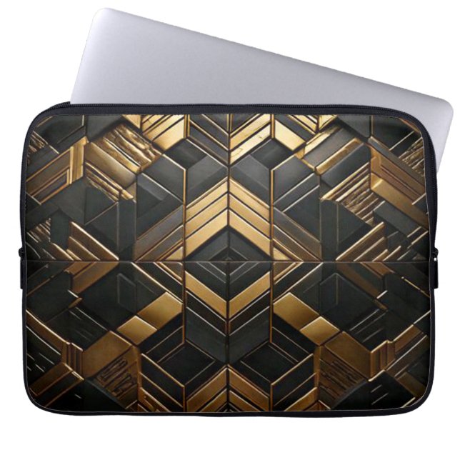 Funda Para Portátil Zwart Goud Retro Laptop Sleeve (Frente)