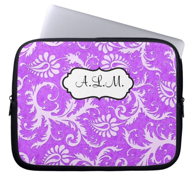 Funda para portátiles Dámpara Floral Purple and Wh (Frente)