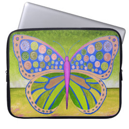 Funda para portátiles de mariposa verde oceánica