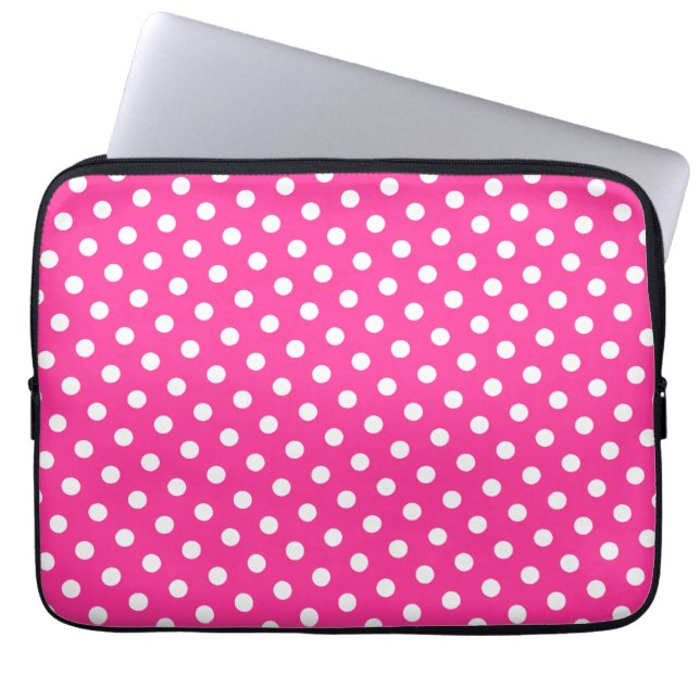 Funda para portátiles de Punto de Polka Blanco y R (Frente)