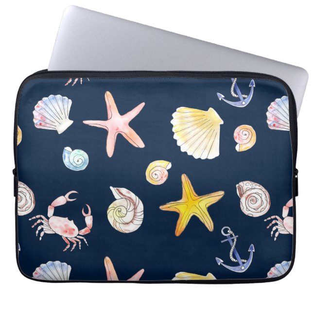 Funda para portátiles Marine Life & Anchors (Oscur (Frente)