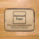 Funda para portátiles marrón claro de marca comerc<br><div class="desc">Funda portátil de personalizable que se utiliza para crear conciencia de marca. Los contenidos son el logotipo de su empresa, el nombre de su empresa o empresa, la dirección y el número de teléfono. El diseño es textos de color marrón oscuro y negro sobre fondo marrón claro. Compruebe la apariencia...</div>