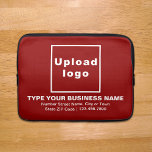 Funda para portátiles roja de marca comercial<br><div class="desc">Funda portátil de personalizable que se utiliza para crear conciencia de marca. Los contenidos son el logotipo de su empresa, el nombre de su empresa o empresa, la dirección y el número de teléfono. El diseño son textos blancos sobre fondo rojo. Compruebe la apariencia después de cargar el logotipo y...</div>