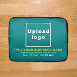 Funda para portátiles Verde azulada de marca comer<br><div class="desc">Funda portátil de personalizable que se utiliza para crear conciencia de marca. Los contenidos son el logotipo de su empresa, el nombre de su empresa o empresa, la dirección y el número de teléfono. El diseño es textos en color verde amarillo y blanco sobre fondo verde azulado. Compruebe la apariencia...</div>