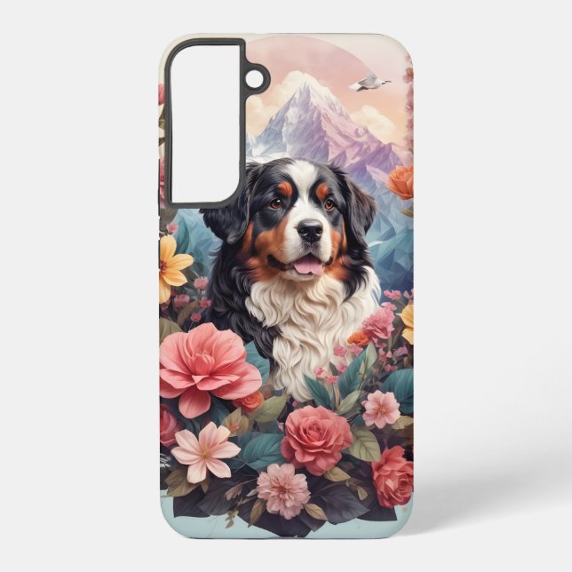 Funda Para Samsung Galaxy 3.D Fantasía Floral Bernese Mountain Pájaros de ca (Reverso )