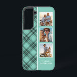 Funda Para Samsung Galaxy S22 3 Nombre personalizado moderno para gérnagas de fo<br><div class="desc">3 Photo Preppy Plaid Modern Girly Personalizado Nombre personalizado Smartphone Samsung Galaxy Phone Case incluye 3 de tus fotos favoritas con tu nombre personalizado en un elegante patrón de manto verde preppy. Perfecto para cumpleaños, Navidades, Día de la Madre, hermana, mejor amiga y más. Diseñado por © Evco Studio www.zazzle.com/store/evcostudio...</div>