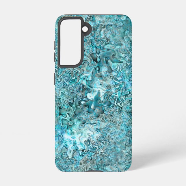 Funda Para Samsung Galaxy Abalone Pāua Shell Aqua Blue (Reverso )