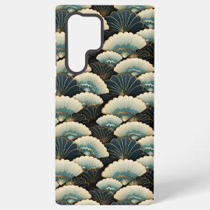 Funda Para Samsung Galaxy S22 Ultra Abanico japonés con patrón dorado y azul