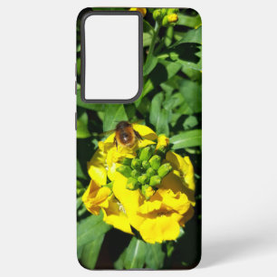 Funda Para Samsung Galaxy S21 Ultra Abeja a las flores amarillas