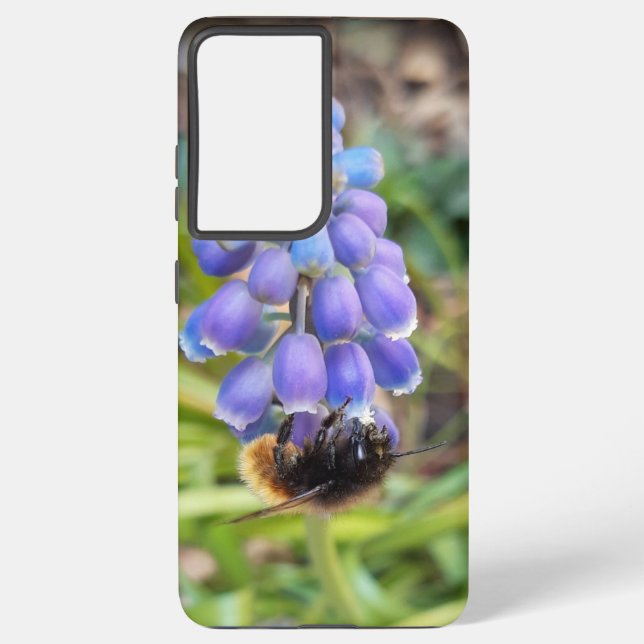 Funda Para Samsung Galaxy Abeja en Muscari Armeniacum , Hiacinato de uva (Reverso )