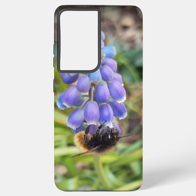 Funda Para Samsung Galaxy Abeja en Muscari Armeniacum , Hiacinato de uva (Reverso )