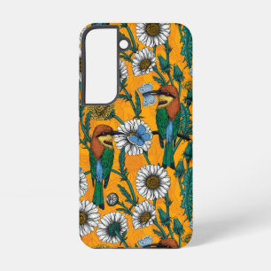 Funda Para Samsung Galaxy S22 Abejorros, mariposas azules y margaritas sobre nar