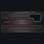 Funda Para Samsung Galaxy S22 Ultra Acento rojo de textura negra geométrica metálica<br><div class="desc">Imagen de fondo de textura geométrica metálica con acento rojo y monograma personalizado.</div>
