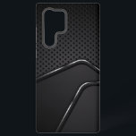 Funda Para Samsung Galaxy S22 Ultra Acentos de línea dinámica metálicos de textura más<br><div class="desc">Textura metálica negra y gris con fondo de puré metálico acentuado con rayas plateadas dinámicas. Diseño moderno y elegante.</div>