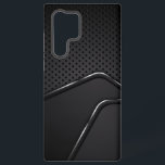 Funda Para Samsung Galaxy S22 Ultra Acentos de línea dinámica metálicos de textura más<br><div class="desc">Textura metálica negra y gris con fondo de puré metálico acentuado con rayas plateadas dinámicas. Diseño moderno y elegante.</div>