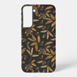 Funda Para Samsung Galaxy S22+ Acorns y hojas de roble sobre negro