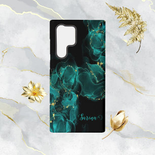 Funda Para Samsung Galaxy S22 Ultra Acuarela Anastasia Negro y Verde