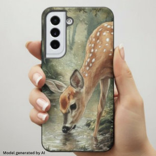 Funda Para Samsung Galaxy S22 Acuarela Bosque Ciervo Naturaleza