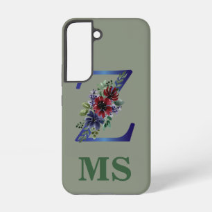 Funda Para Samsung Galaxy S22 acuarela elegante de un ramo floral rojo y azul