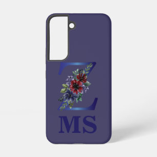 Funda Para Samsung Galaxy S22 acuarela elegante de un ramo floral rojo y azul