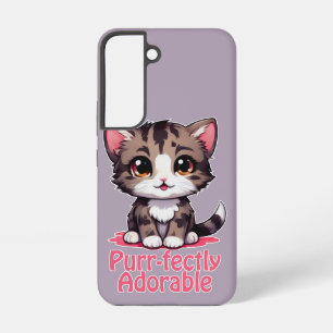 Funda Para Samsung Galaxy S22 Adorable Gatito Kawaii Chibi Perfectamente Rosado