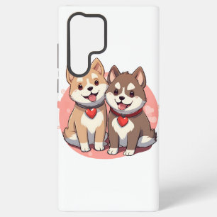 Funda Para Samsung Galaxy S22 Ultra Adorable Pareja de Perros Shiba Inu Enamorados