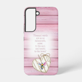 Funda Para Samsung Galaxy S22 Adorable Pastel Pink Wood Heart Rainbow Bee Faith