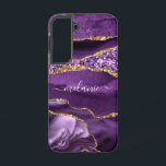 Funda Para Samsung Galaxy S22 Agate Purple Gold Sparkly Marble Custom Name<br><div class="desc">Fundas de Samsung Galaxy o casos de iPhone con Purpurina de oro violeta morado Agate Geode Nombre personalizado Sparkle Marble Personalizado Cumpleaños - Aniversario o Regalo de Boda / Proveedor - Añadir su nombre - Texto o Eliminar - Hacer su regalo de teléfono especial - Redimensionar y mover o eliminar...</div>