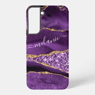 Funda Para Samsung Galaxy S22+ Agate Purple Violet Gold Purpurina tu nombre de lu