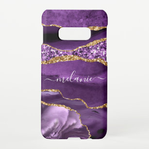 Funda Para Samsung Galaxy S10E Agple violeta púrpura oro esparkle Marble tu nombr