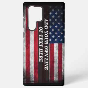 Funda Para Samsung Galaxy S22 Ultra Agrega tu texto en la bandera americana